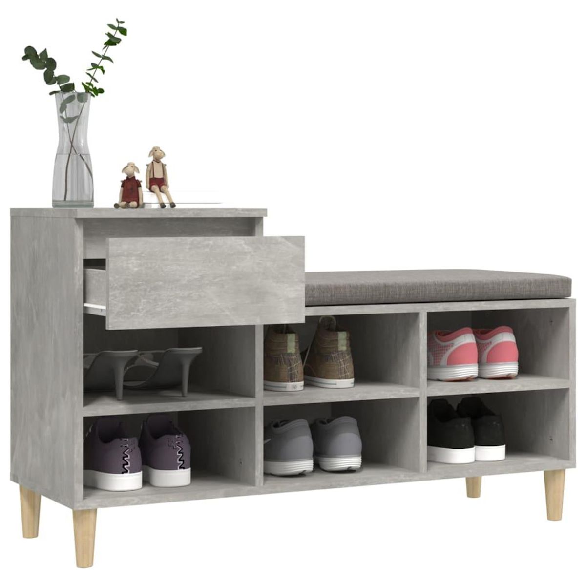 VIDAXL Armoire a chaussures Gris beton 102x36x60 cm Bois d'ingenierie