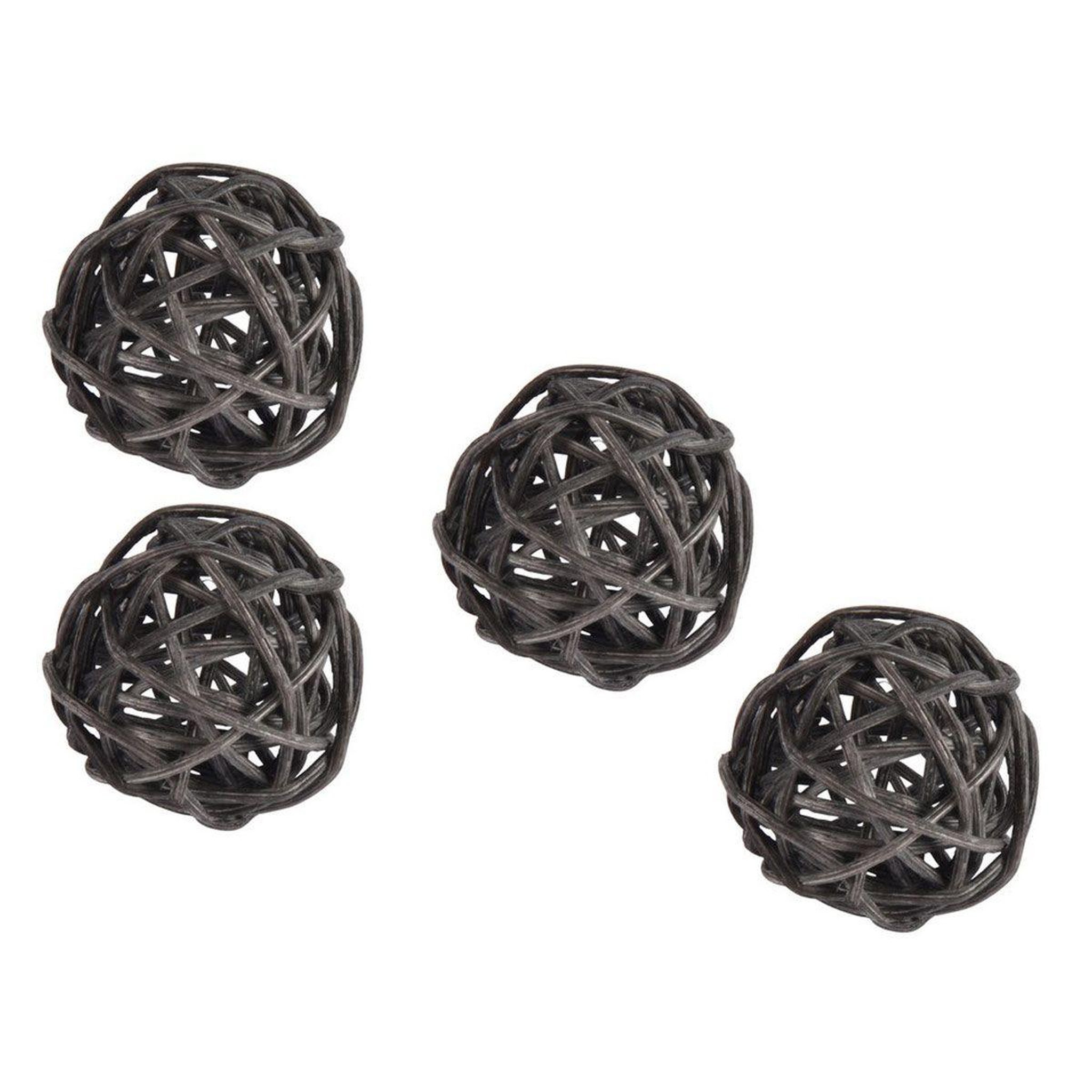 HOMEA Lot de 10 boules décoratives  rotin  3cm gris