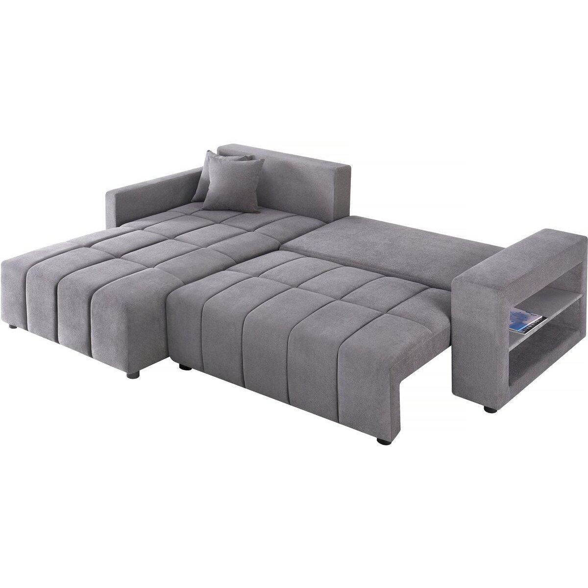 Habitat et Jardin Canapé d'angle convertible tissu chenille 3 places -  Trocadero  - Gris