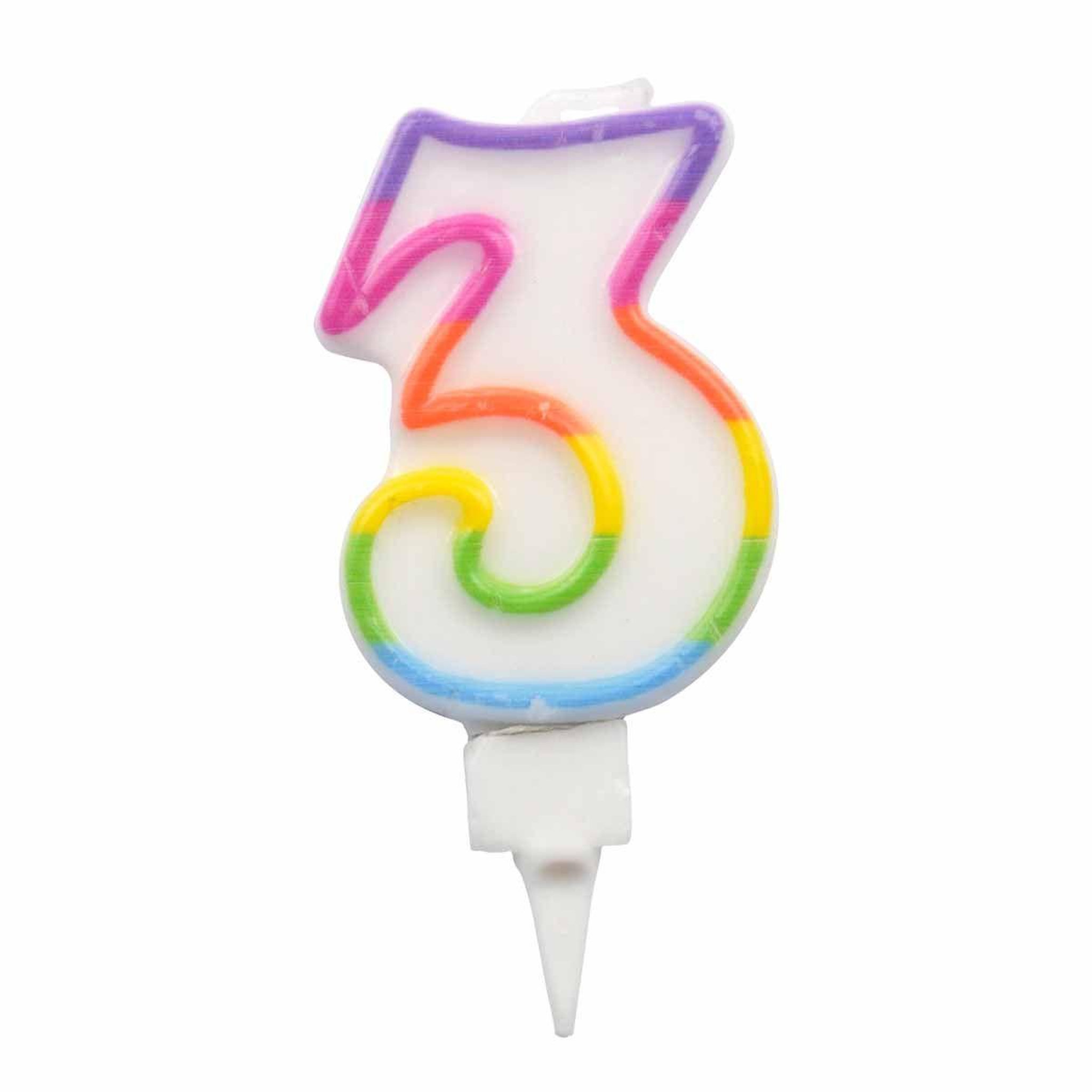 Voir la diapositive 1 : HOMEA Bougie d'Anniversaire  Chiffre 3  7cm Multicolore