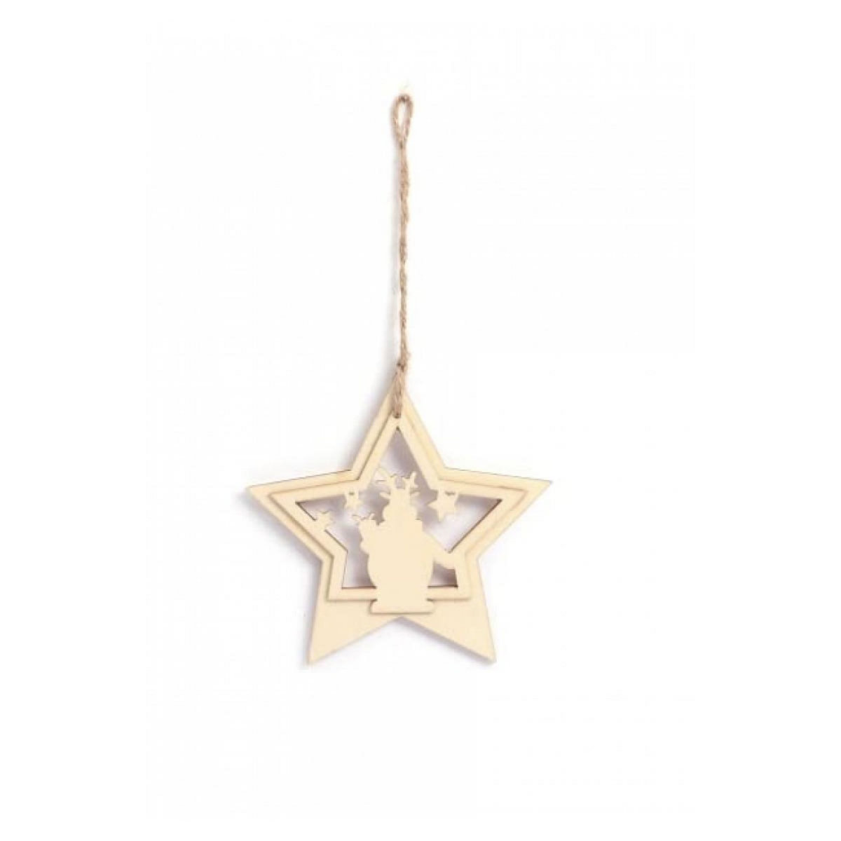 Graine créative Décoration en Bois de Noël Étoile et Renne - 13 x 13 cm pour une Ambiance Festive