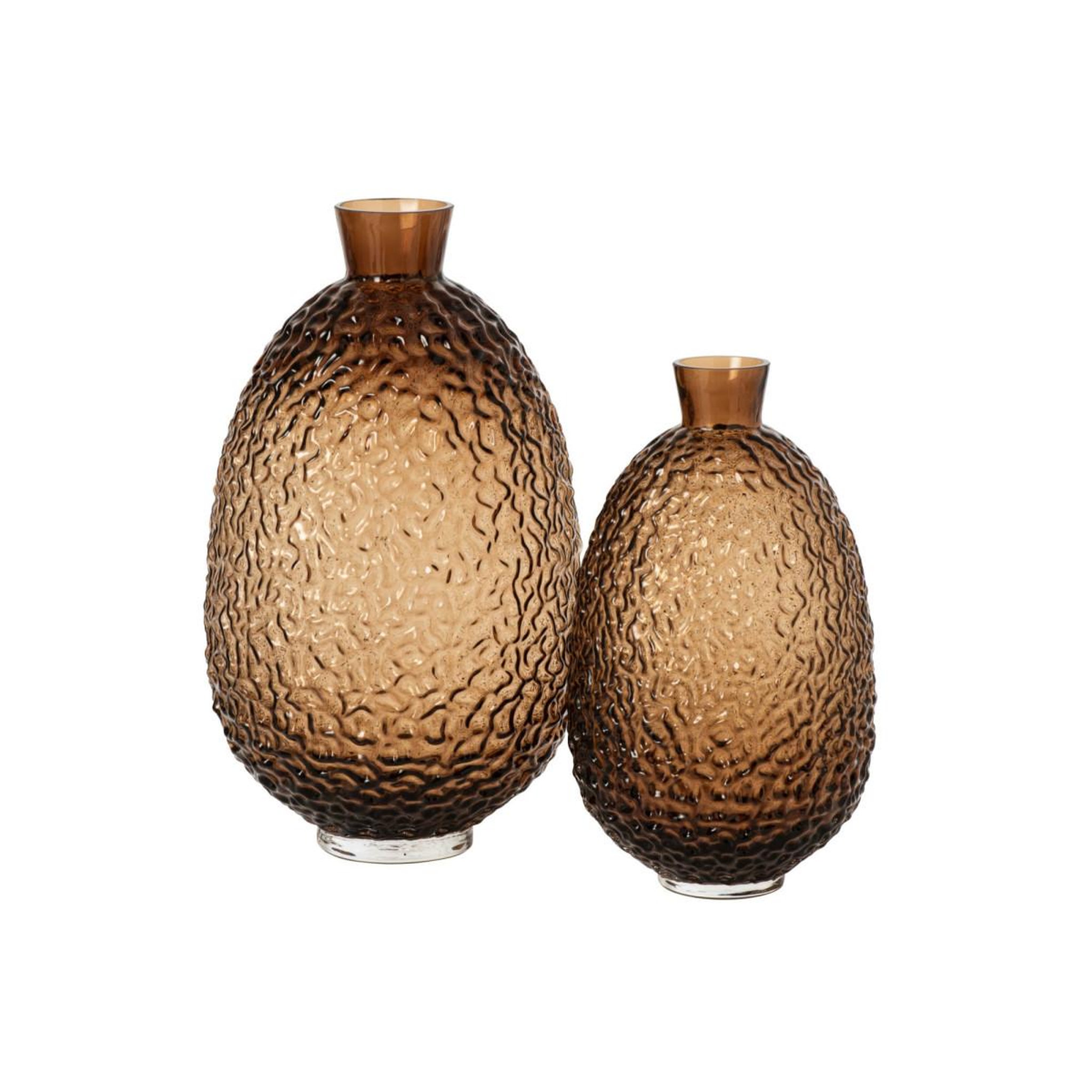Voir la diapositive 2 : J-LINE Vase ovale en verre  kyoto  35cm marron