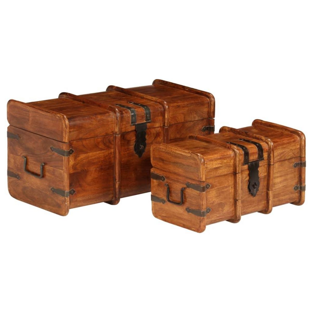 VIDAXL Coffre de rangement 2 pcs Bois d'acacia solide et finition miel