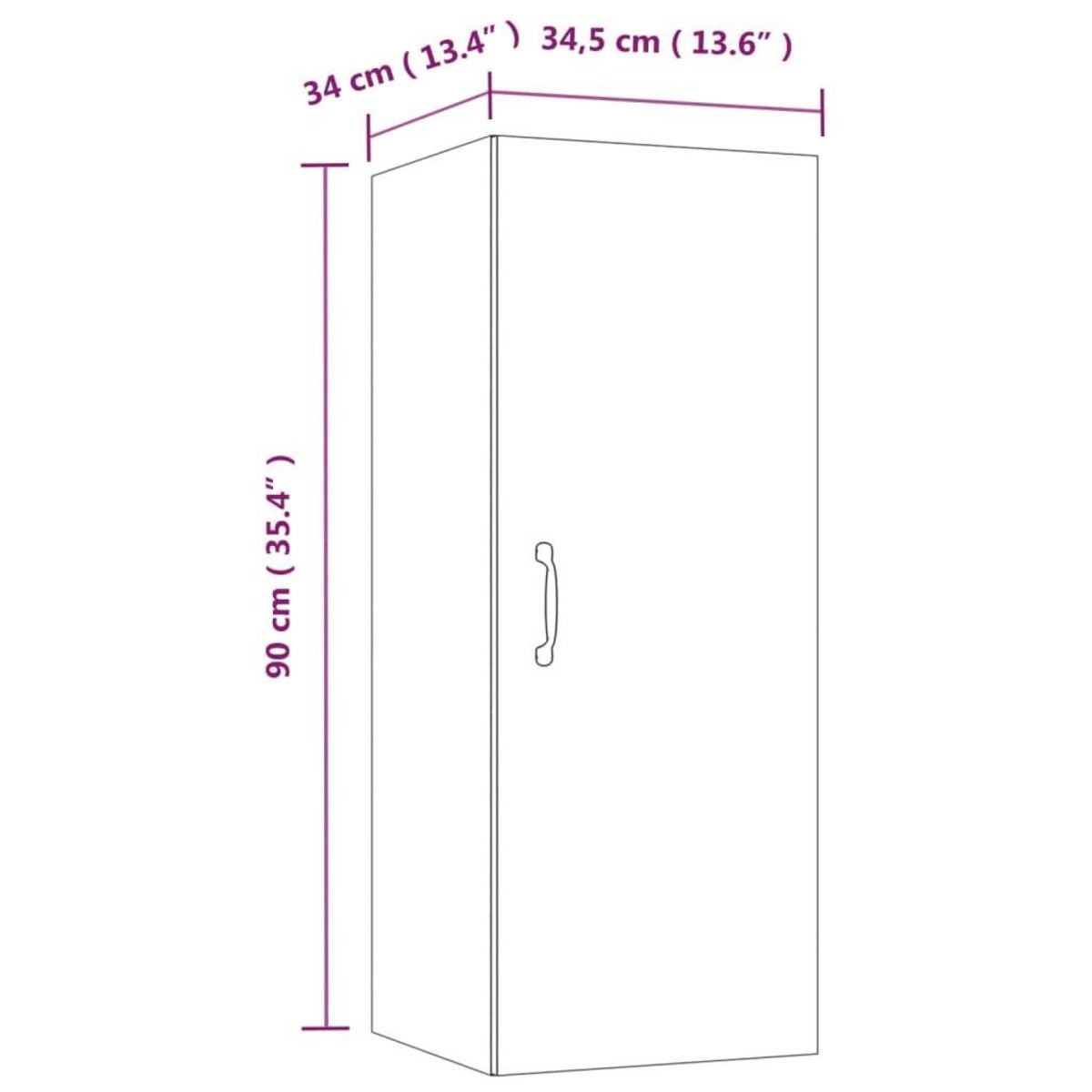 VIDAXL Armoire murale Sonoma gris 34,5x34x90 cm Bois d'ingenierie