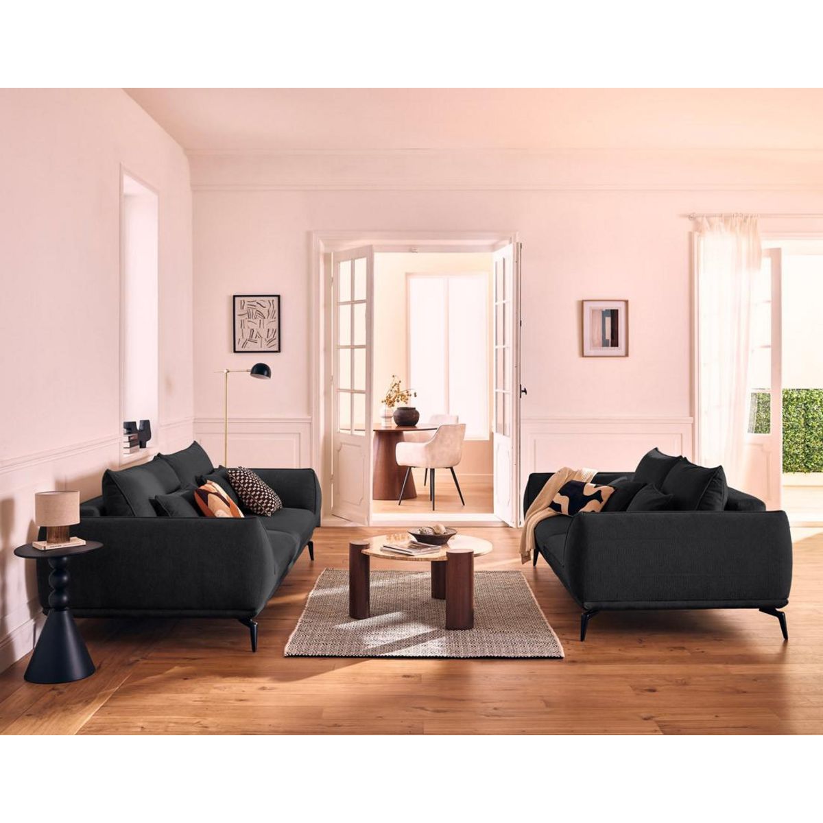 LISA DESIGN Arica - canapé droit 2 places en tissu texturé