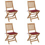 Voir la diapositive 1 : VIDAXL Chaises pliables de jardin lot de 4 avec coussins Bois d'acacia
