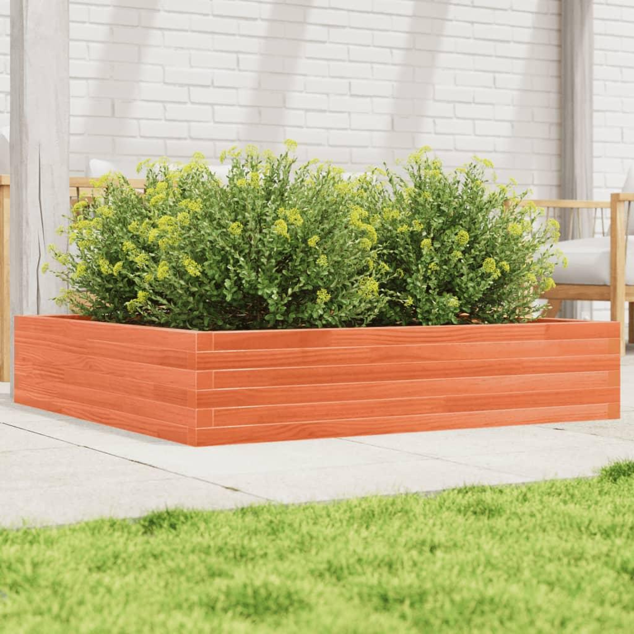 VIDAXL Jardiniere cire marron 110x110x23 cm bois de pin massif