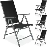 tectake Lot de 4 chaises de jardin pliantes en aluminium