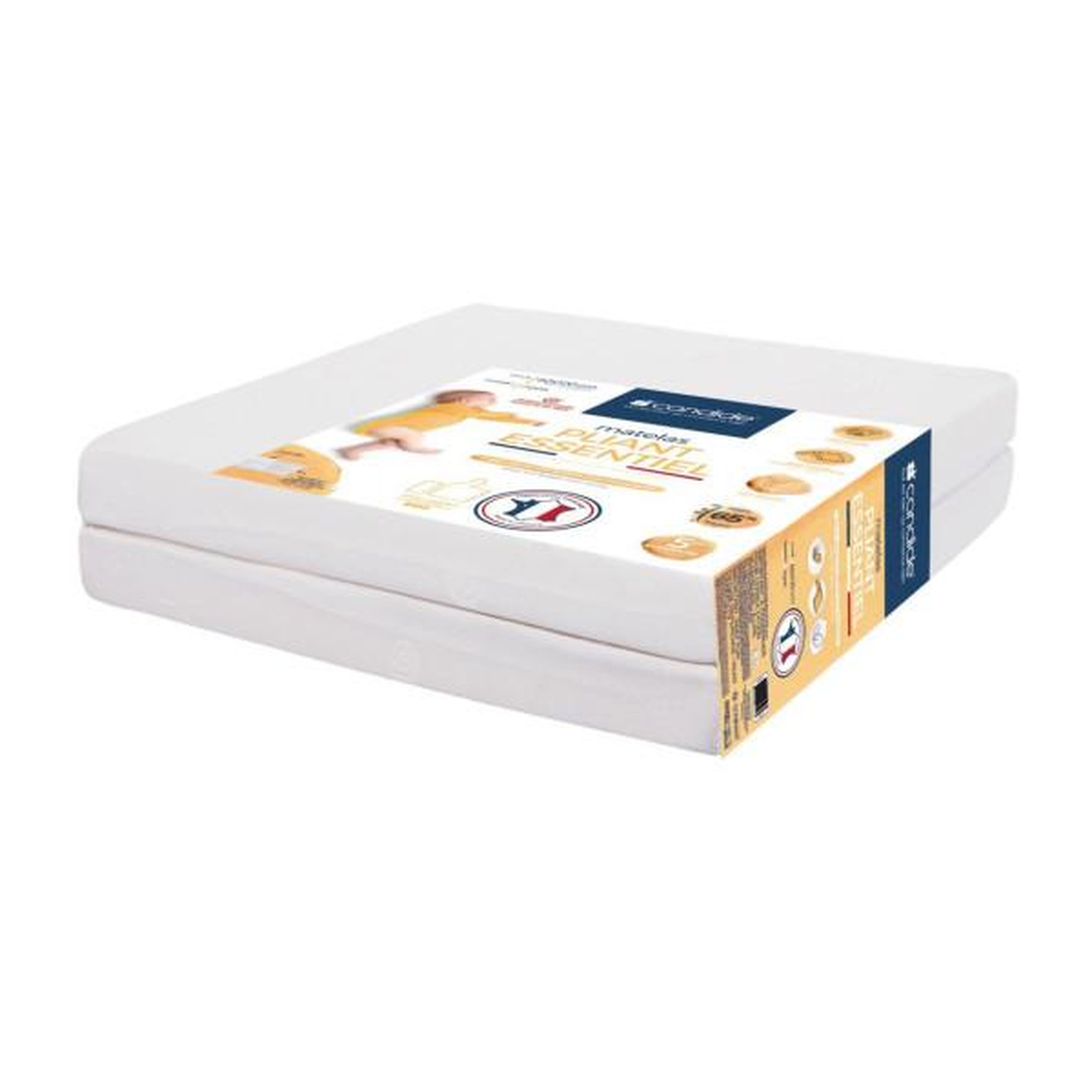 CANDIDE Matelas Bébé Pliant 2 Parties TINEO 60x120x7cm Essentiel Fabriqué En France - Garantie 5 ans