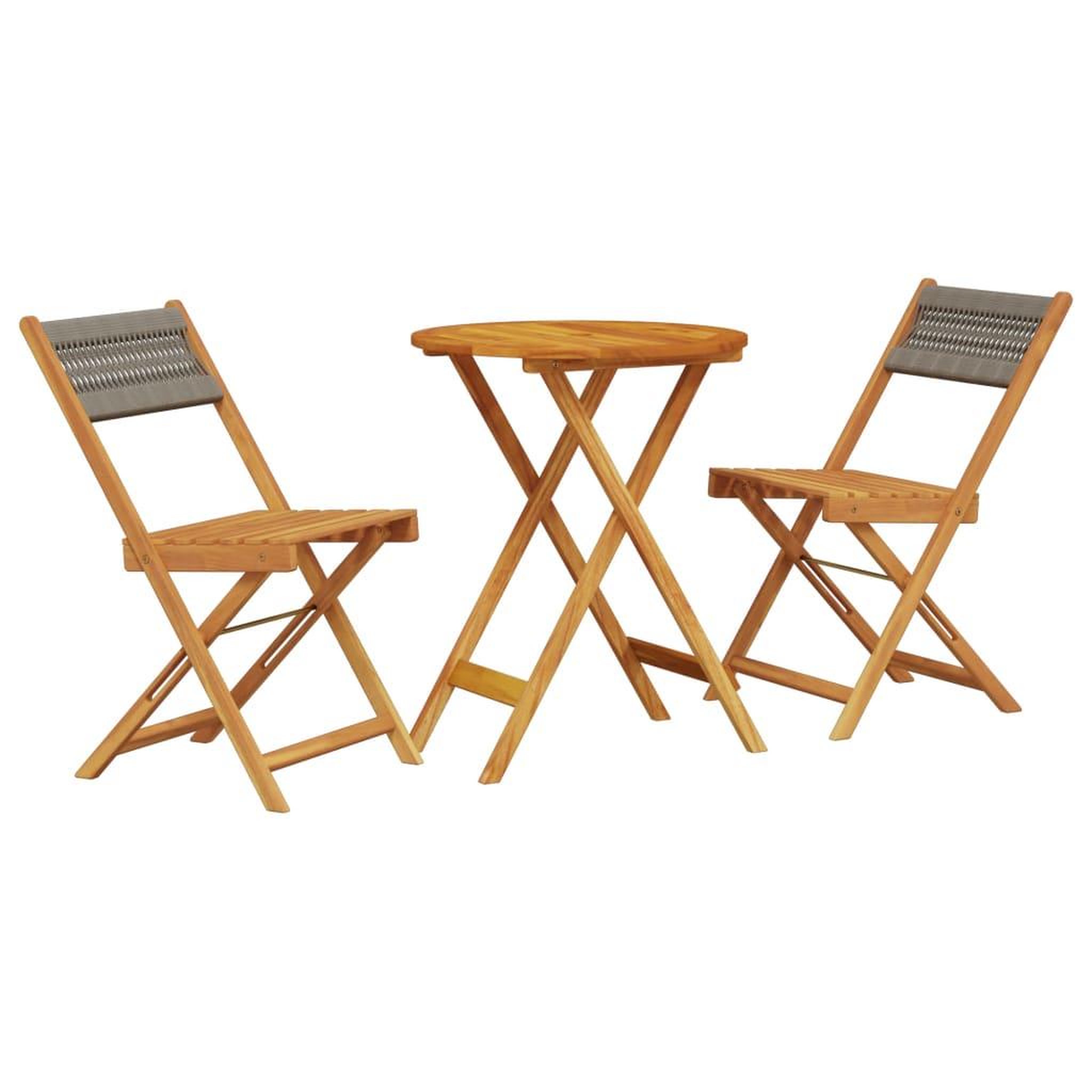 Voir la diapositive 2 : VIDAXL Ensemble de bistro 3 pcs gris polypropylene et bois massif