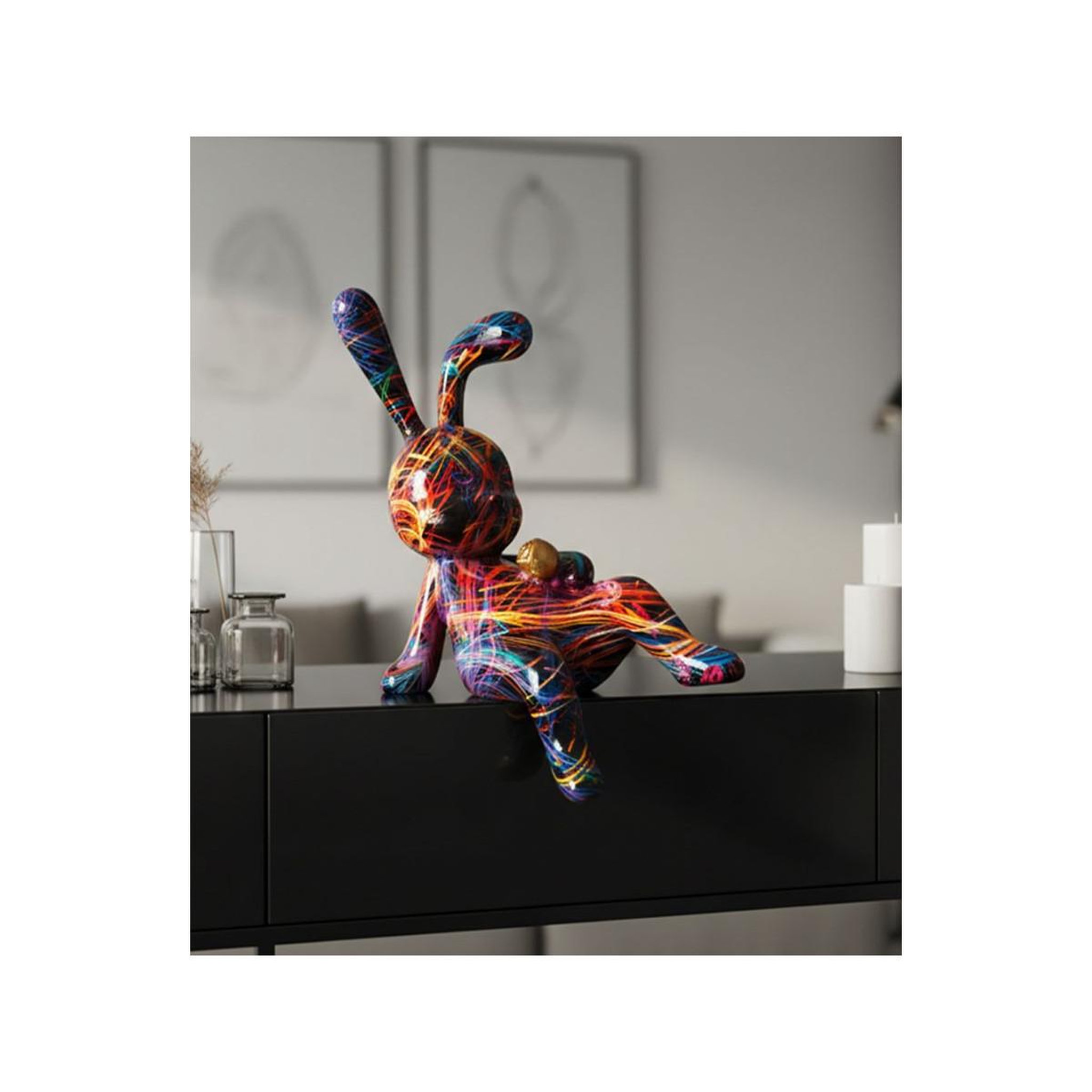 Voir la diapositive 6 : Paris Prix Lapin fleur en résine  psyco  22cm multicolore