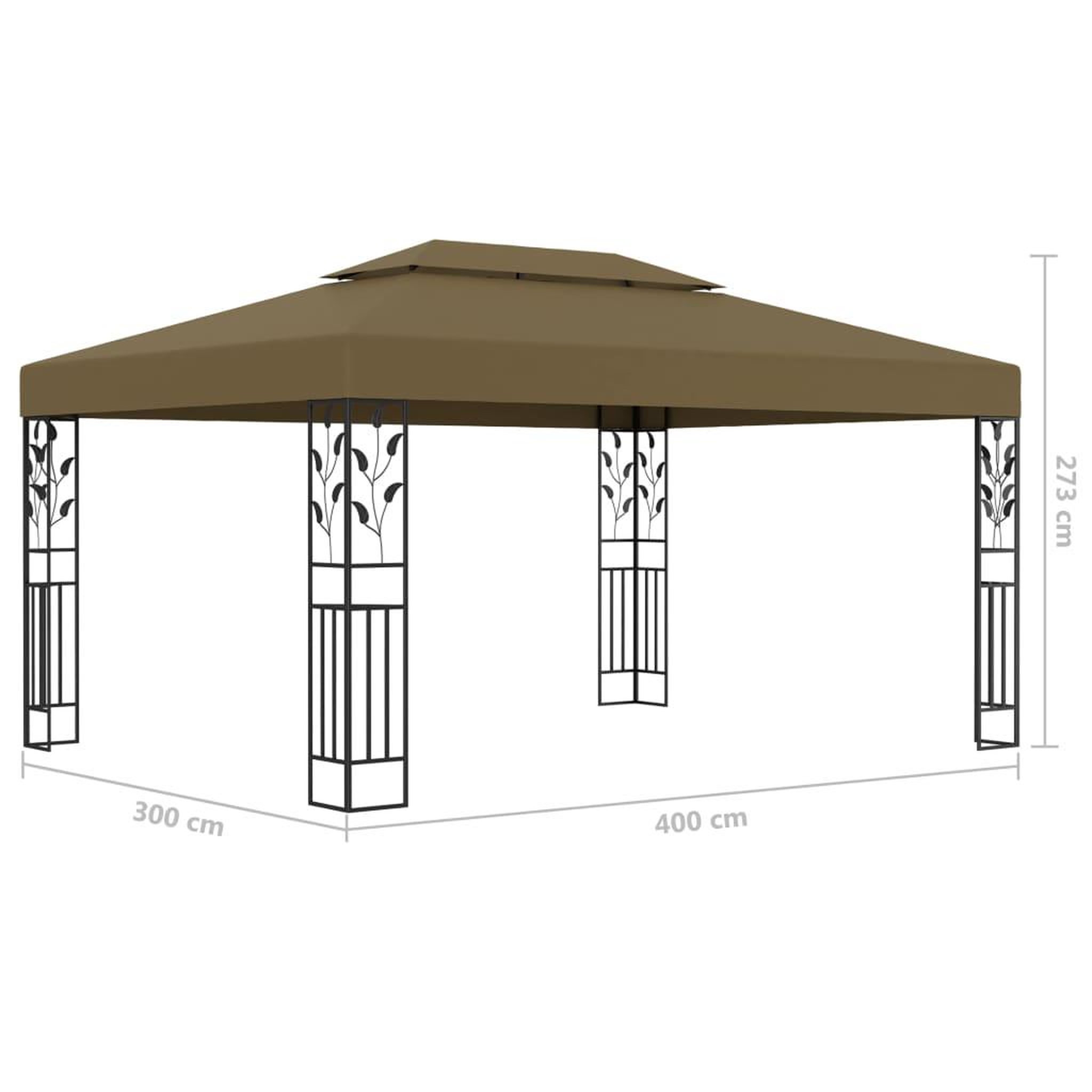 Voir la diapositive 6 : VIDAXL Tonnelle avec double toit et lumieres led 3x4 m taupe