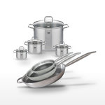 ELO Lot de 3 Poêles 32/28/24cm et 4 Faitouts Elo Relief Solution