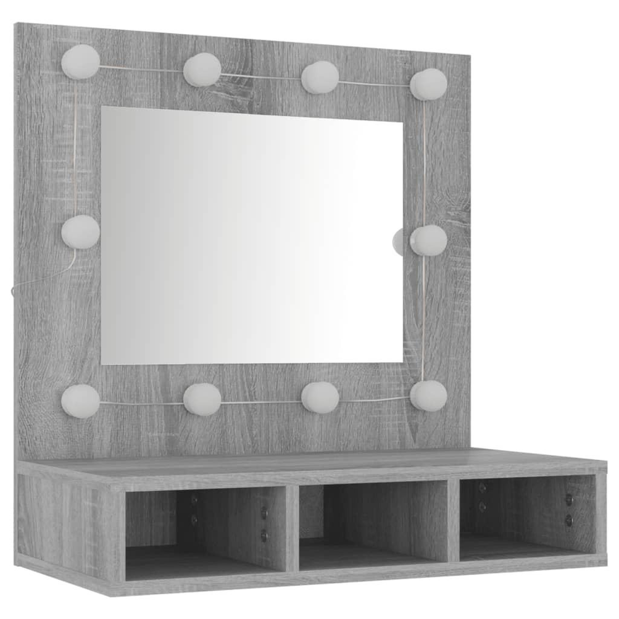 Voir la diapositive 4 : VIDAXL Armoire a miroir avec LED Sonoma gris 60x31,5x62 cm