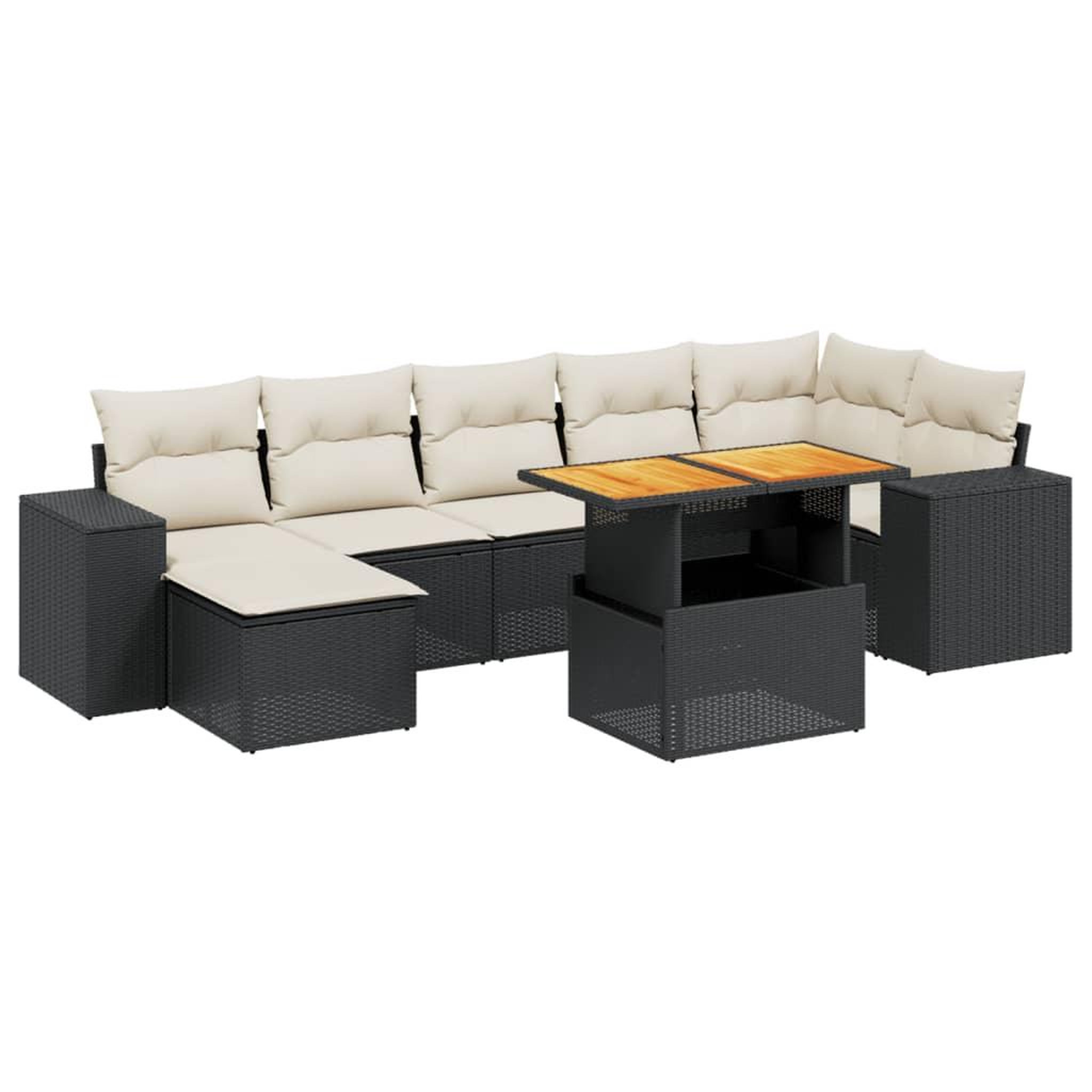 Voir la diapositive 2 : VIDAXL Salon de jardin 8 pcs avec coussins noir resine tressee