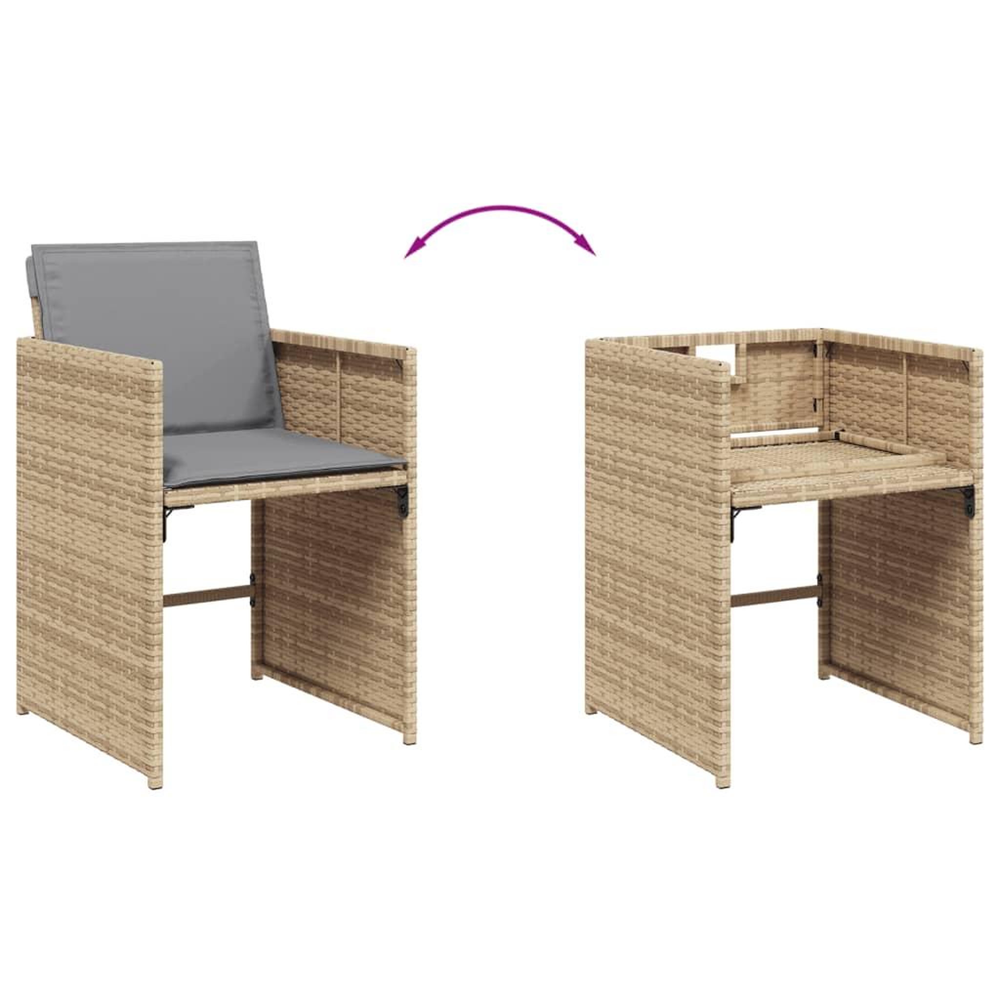 Voir la diapositive 5 : VIDAXL Ensemble a manger de jardin et coussins 17 pcs melange beige