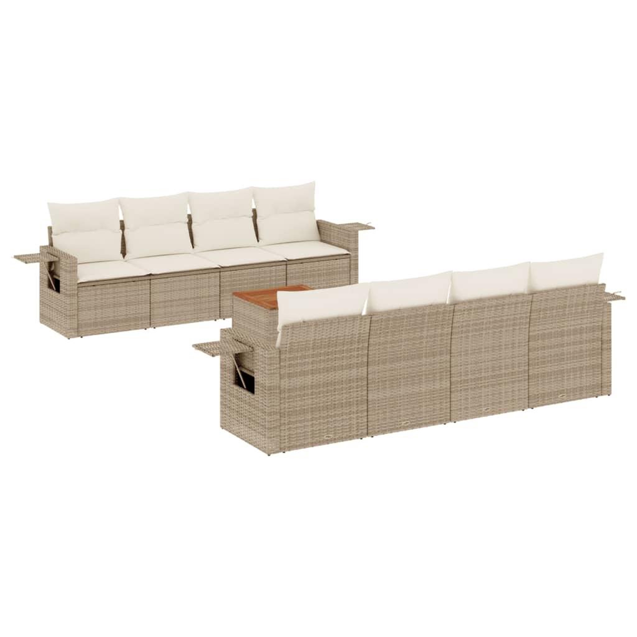 Voir la diapositive 2 : VIDAXL Salon de jardin avec coussins 9 pcs beige resine tressee