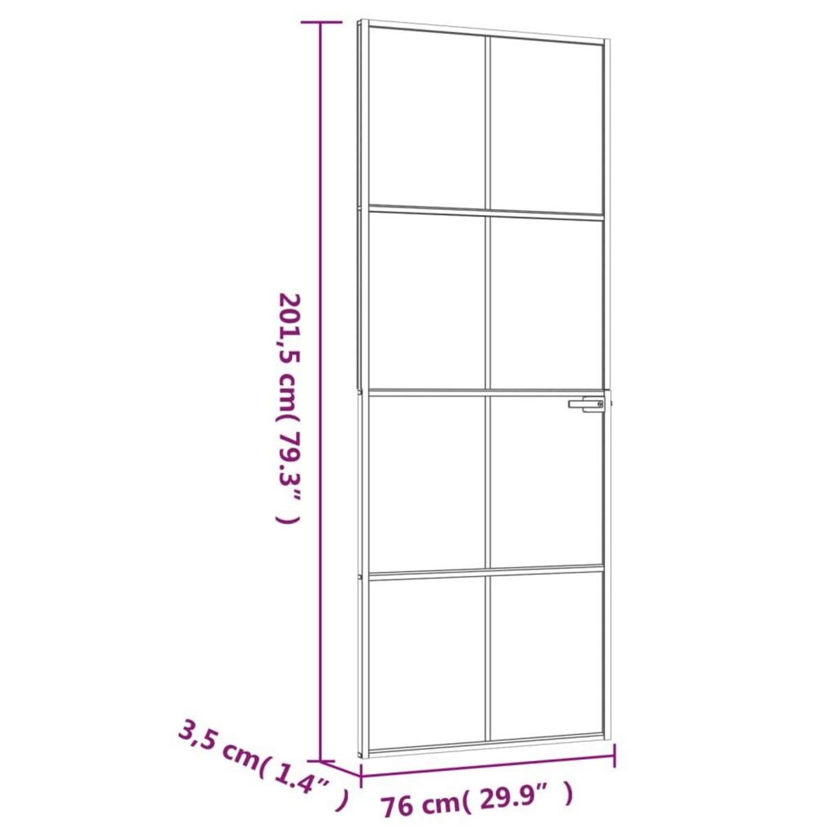 VIDAXL Porte d'interieur Blanc 76x201,5 cm Trempe verre aluminium fin
