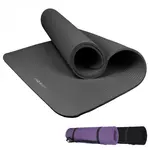 VIVEZEN Tapis de yoga, de gym, d'exercices 186 x 120 x 1 cm + sangle de transport. Coloris disponibles : Gris, Violet, Noir