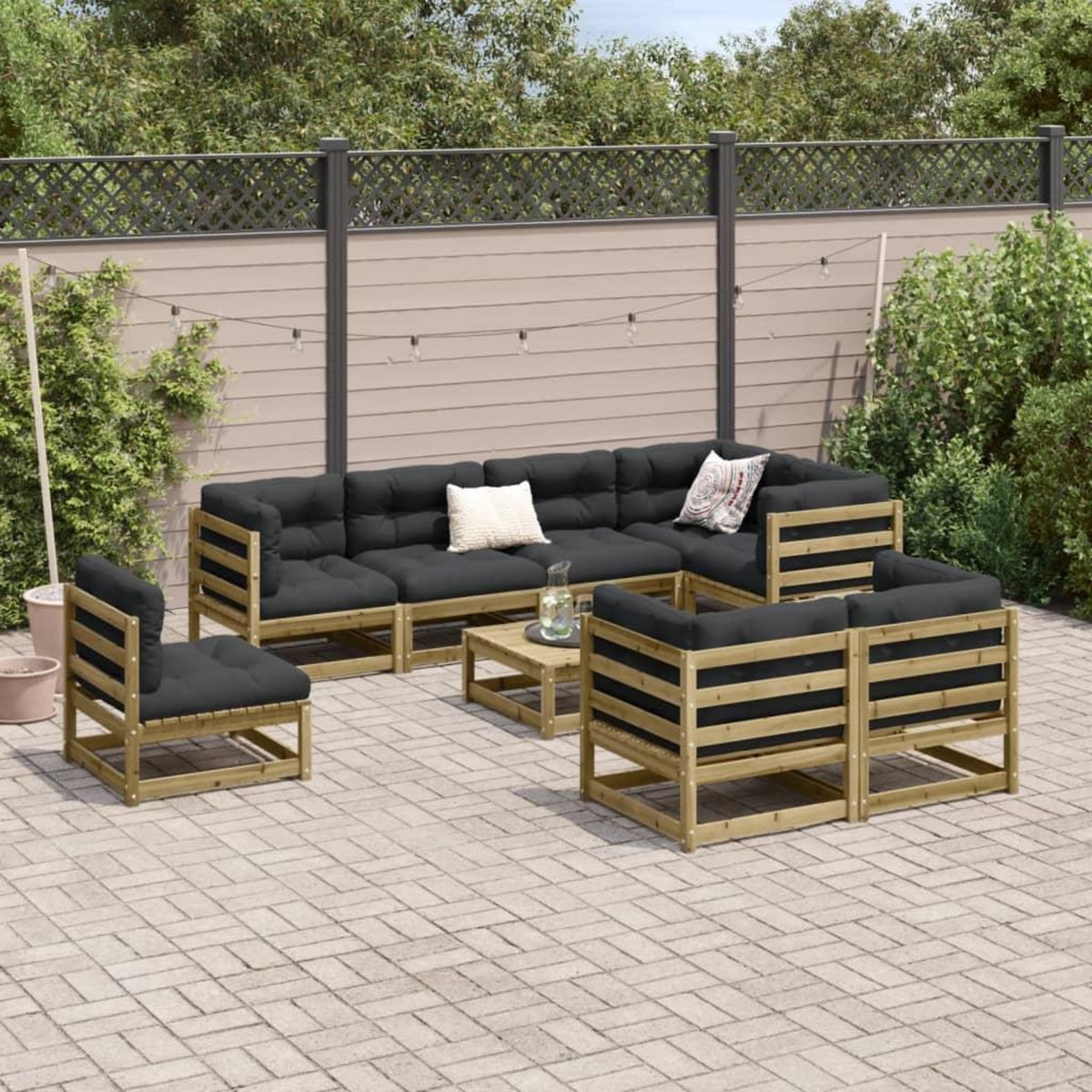 VIDAXL Salon de jardin 9 pcs bois de pin impregne