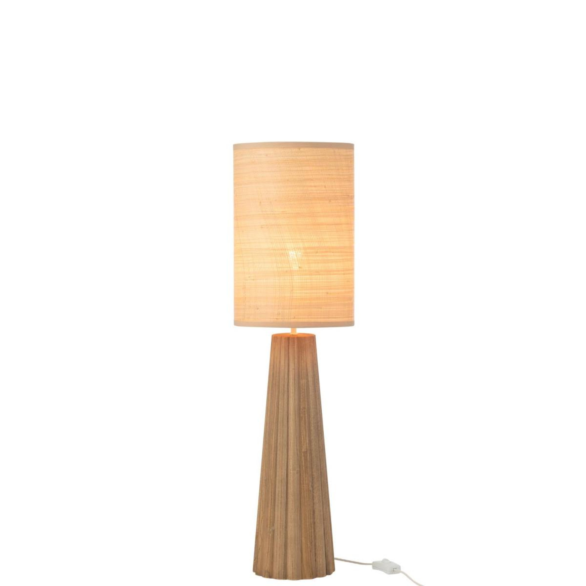 Voir la diapositive 2 : J-LINE Lampe à poser parapluie en bois  ailanthus  78cm naturel