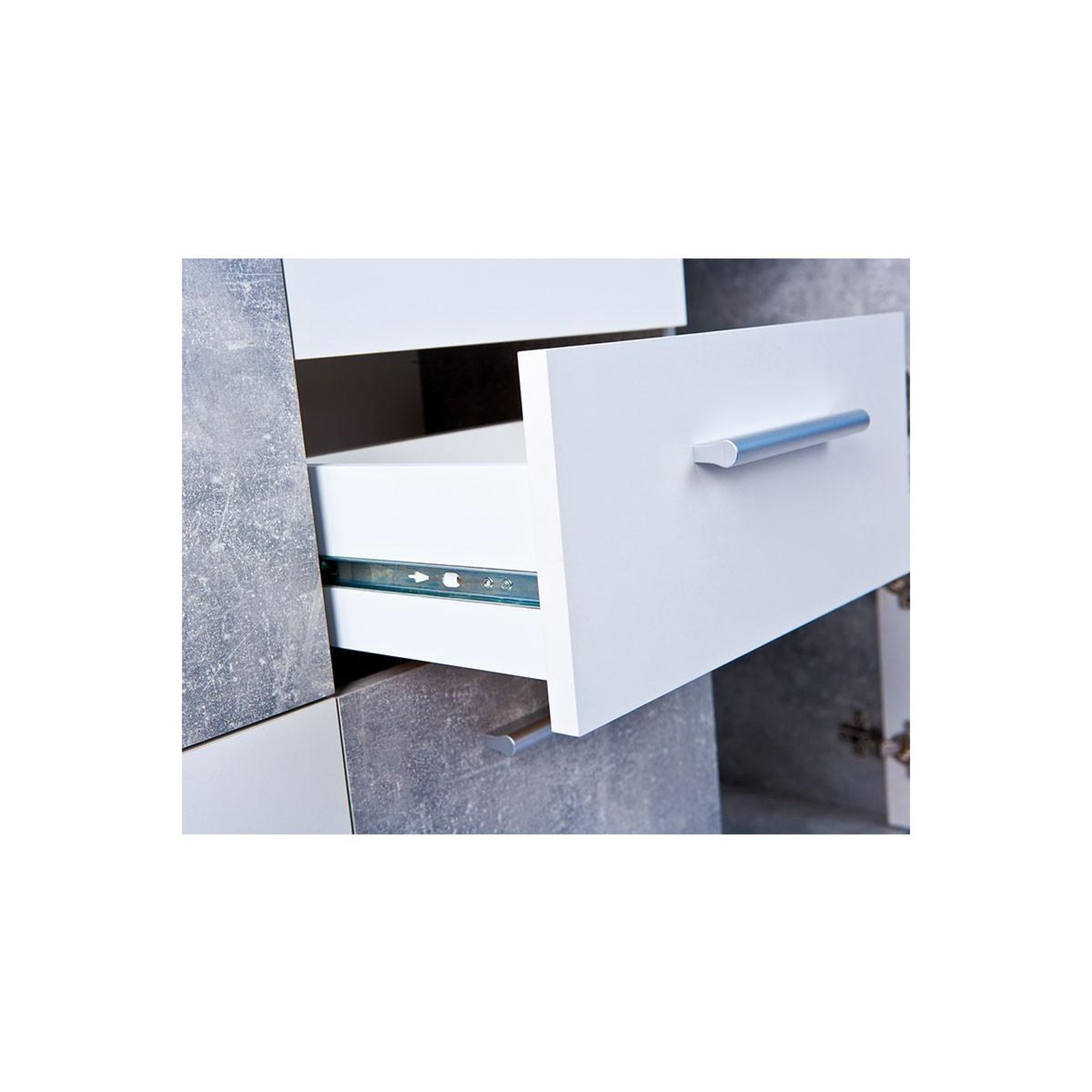 Voir la diapositive 6 : INTERLINK Commode design 5 portes  miller  gris & blanc