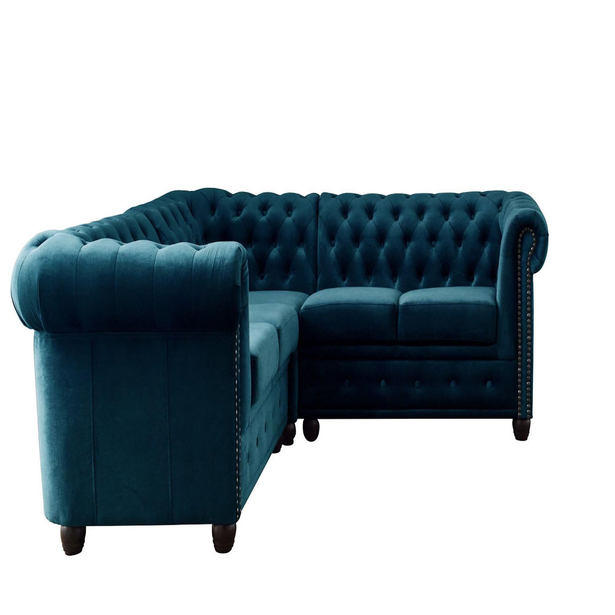 LISA DESIGN William - canapé chesterfield d'angle réversible - 5 places - en velours