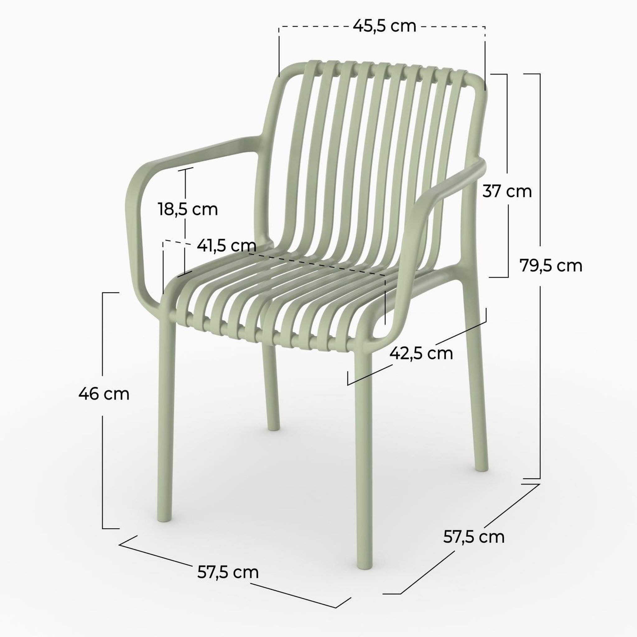 Voir la diapositive 4 : MAISON PAVANE Lot de 2 chaises de jardin empilables en plastique vert pastel-ivy