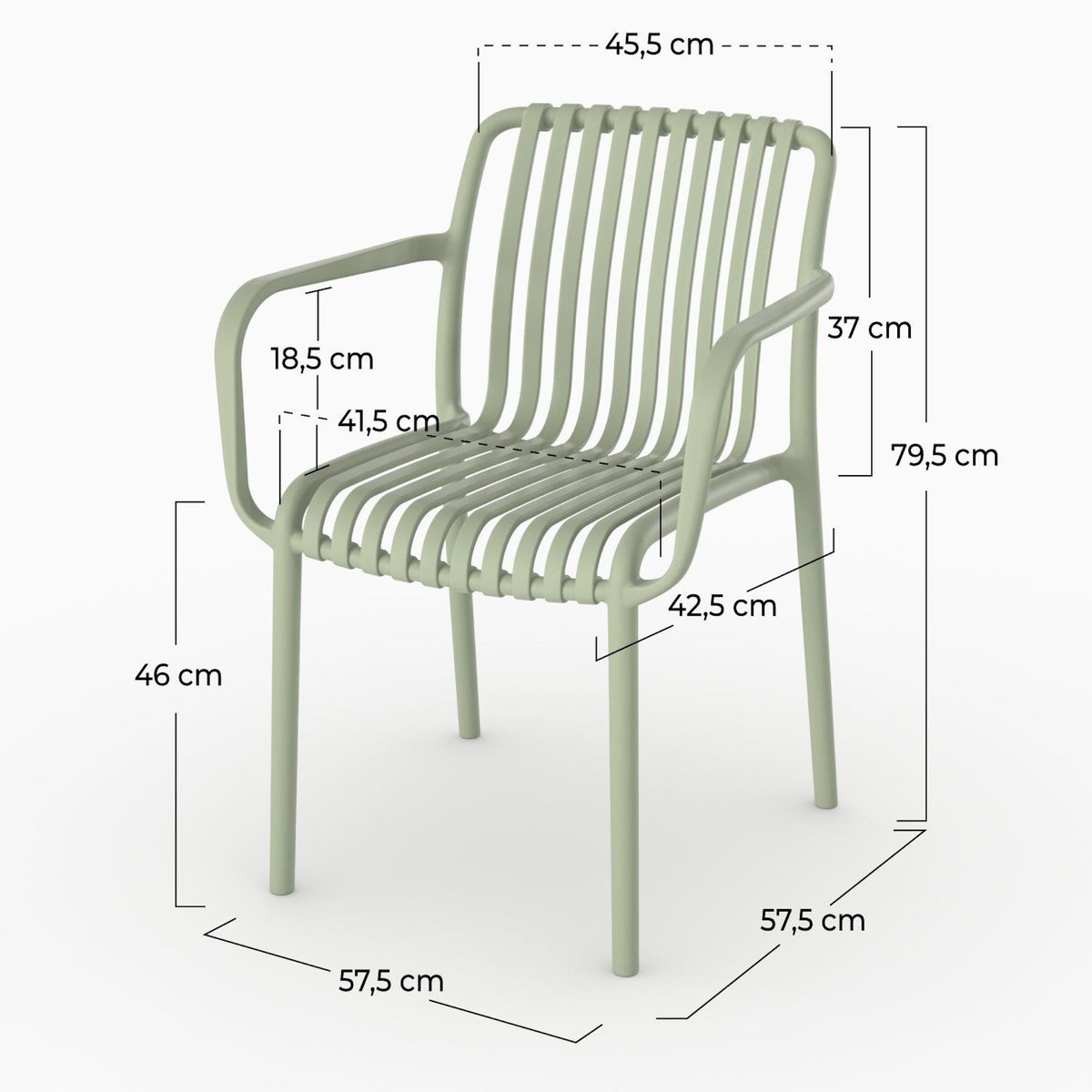 MAISON PAVANE Lot de 2 chaises de jardin empilables en plastique vert pastel-Ivy