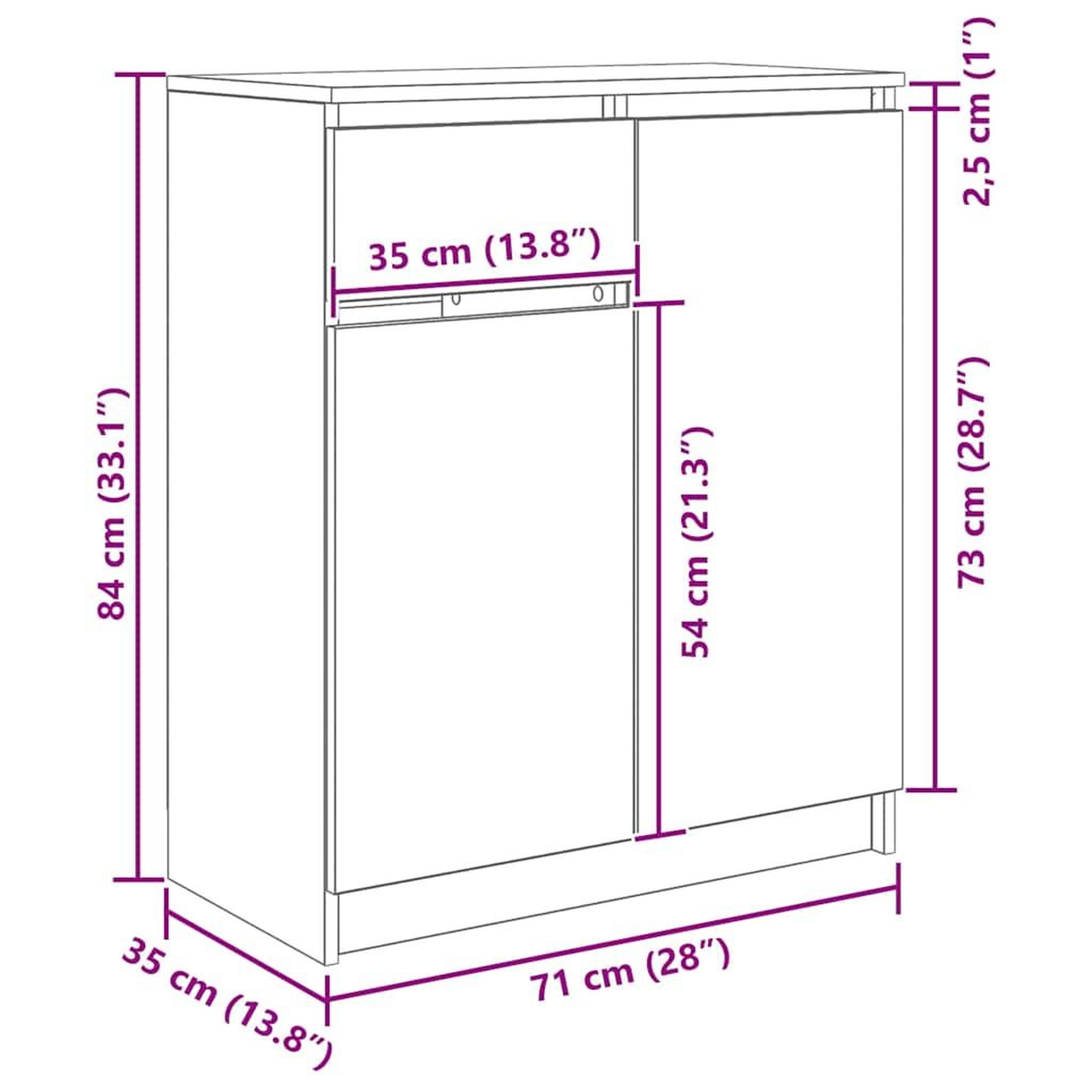 Voir la diapositive 6 : VIDAXL Buffet avec tiroir chene fume 71x35x84 cm bois d'ingenierie