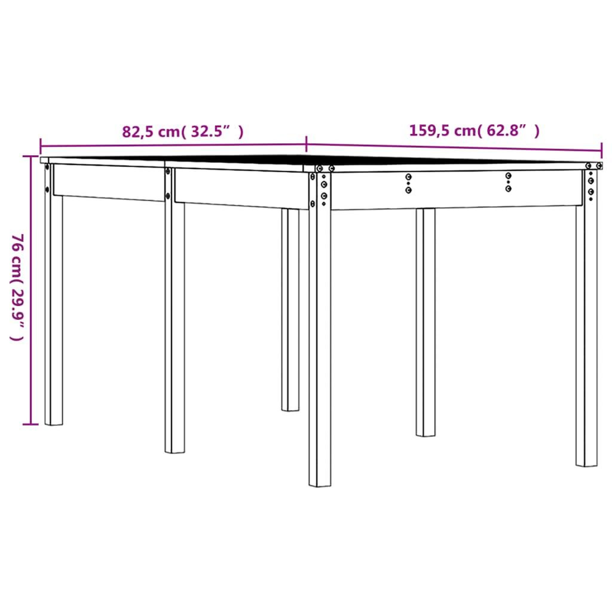 Voir la diapositive 6 : VIDAXL Table de jardin marron miel 159,5x82,5x76 cm bois massif de pin