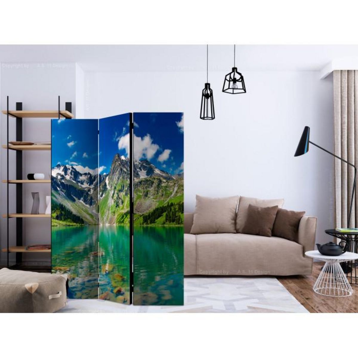 Paris Prix Paravent 3 Volets  Mountain Lake  135x172cm