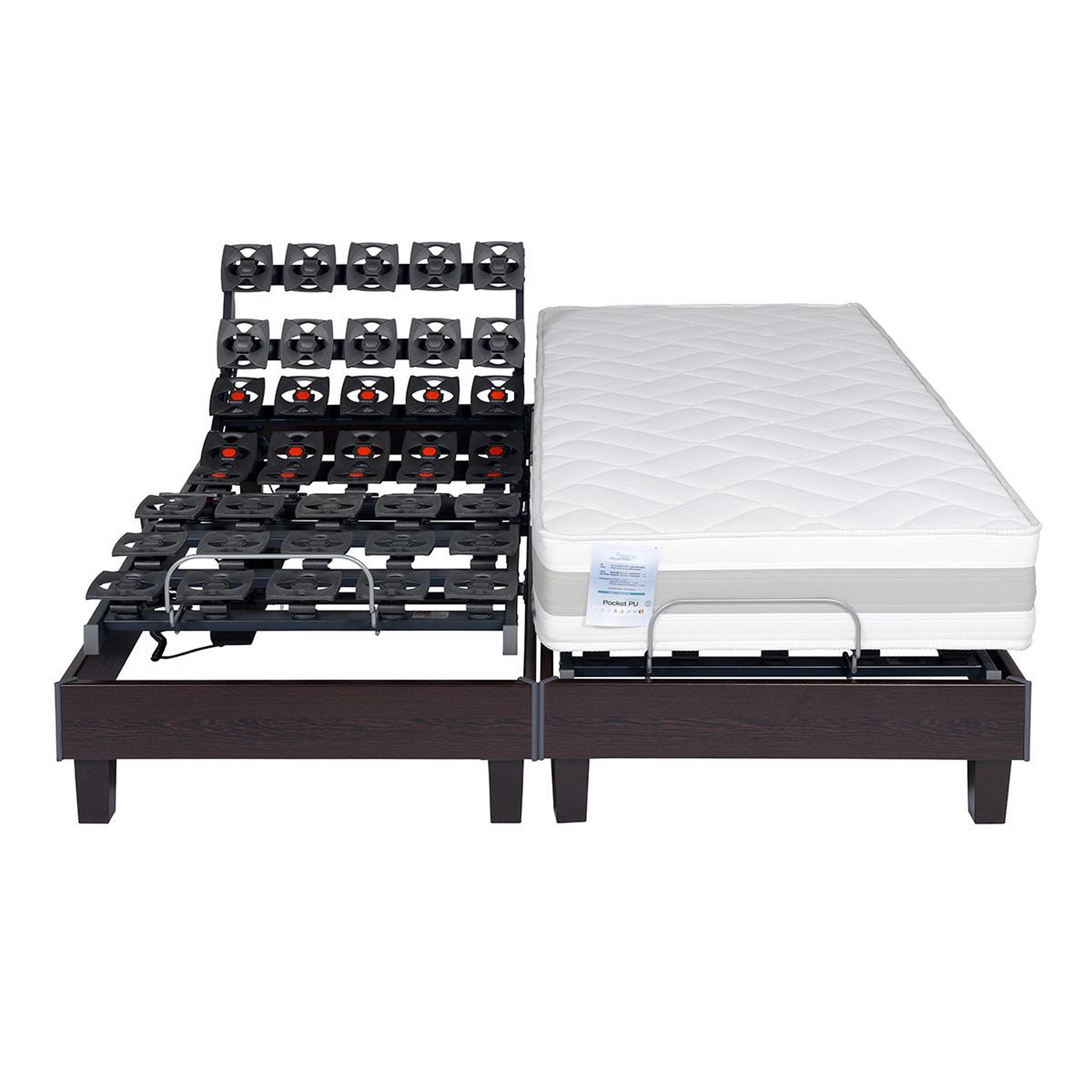 Voir la diapositive 2 : PRESTIGE Collection Lit relaxation électrique TPR mousse mémoire de forme 55kg/m3 - H21cm- 180x200 cm TERRAFLEX
