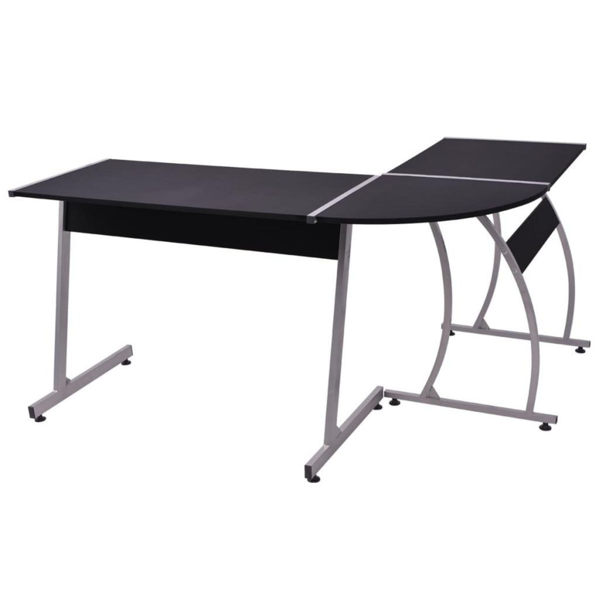 VIDAXL Bureau d'angle en forme de L Noir