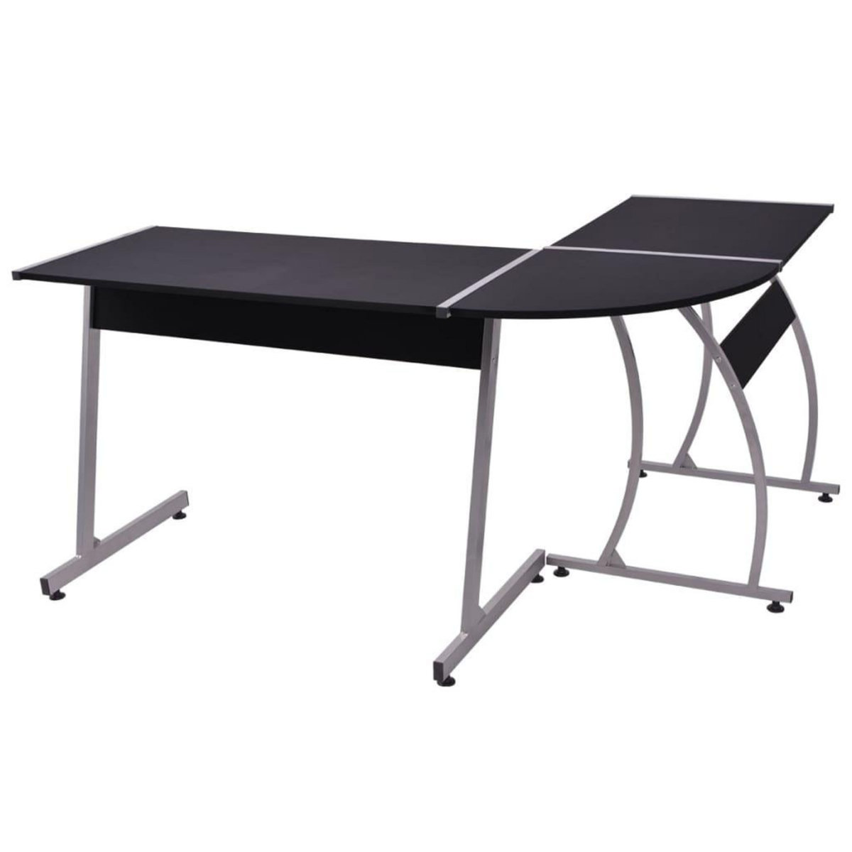 VIDAXL Bureau d'angle en forme de L Noir