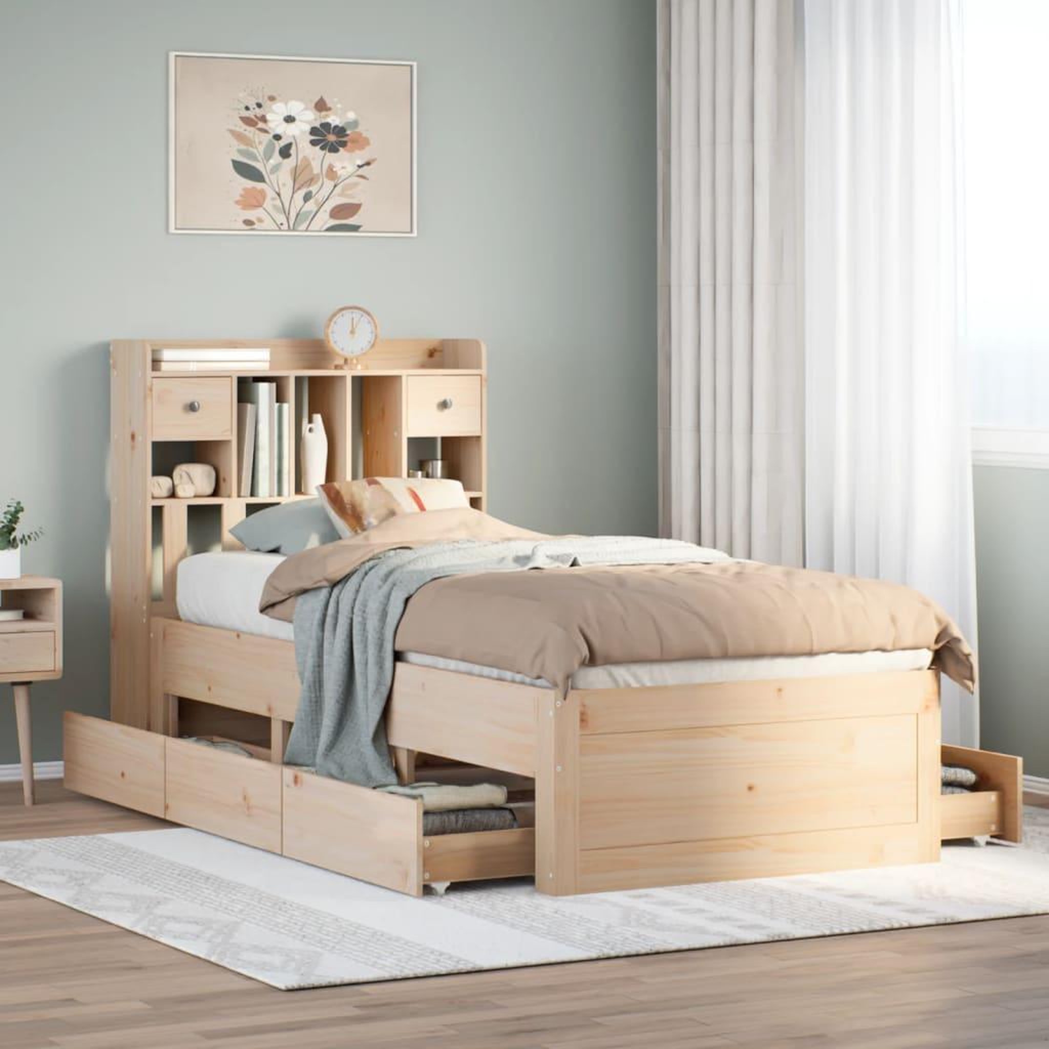 VIDAXL Lit bibliotheque sans matelas 75x190 cm bois de pin massif