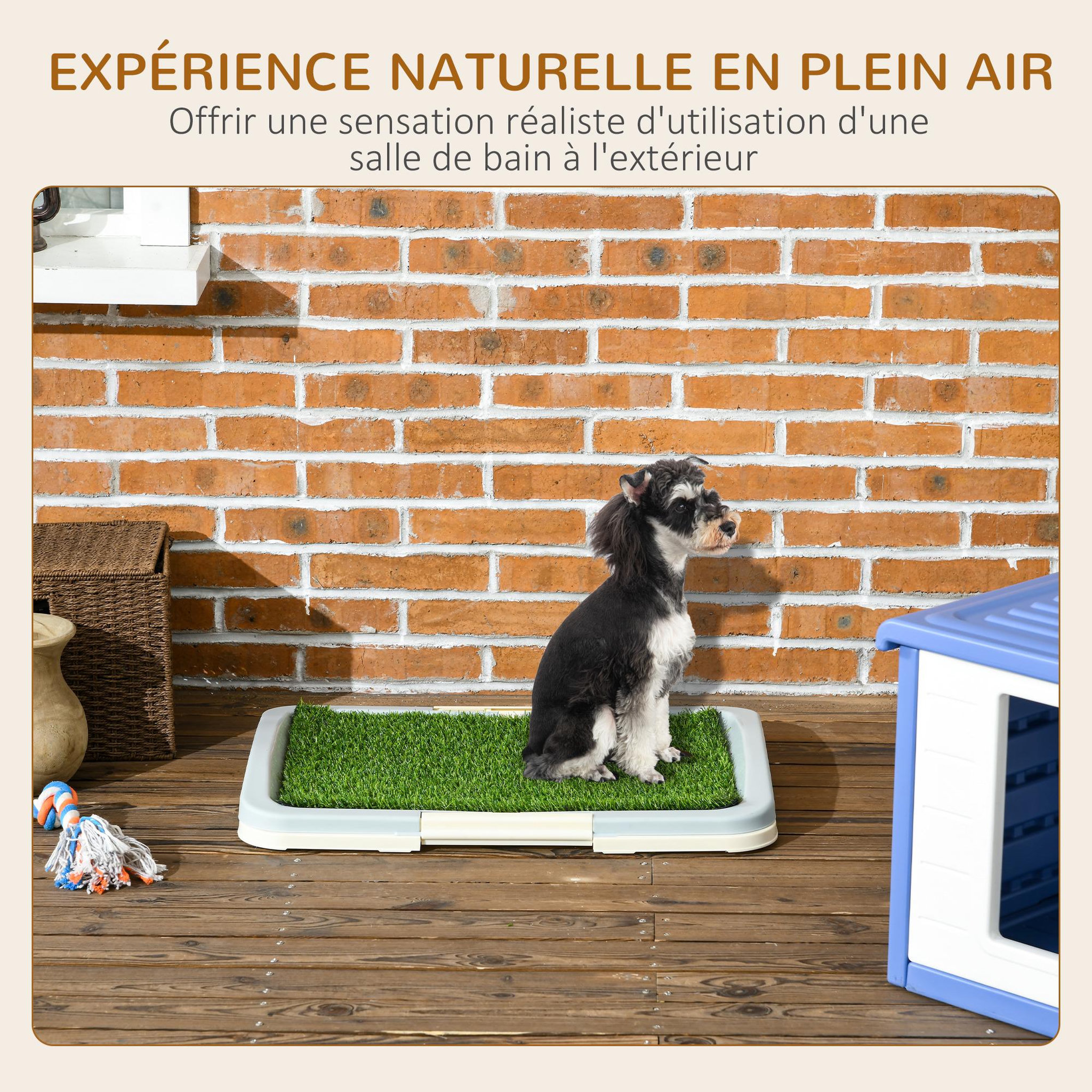 Voir la diapositive 5 : PAWHUT Litière gazon synthétique chien toilette portable à pelouse tiroir à déjection dim. 63l x 48l x 6h cm