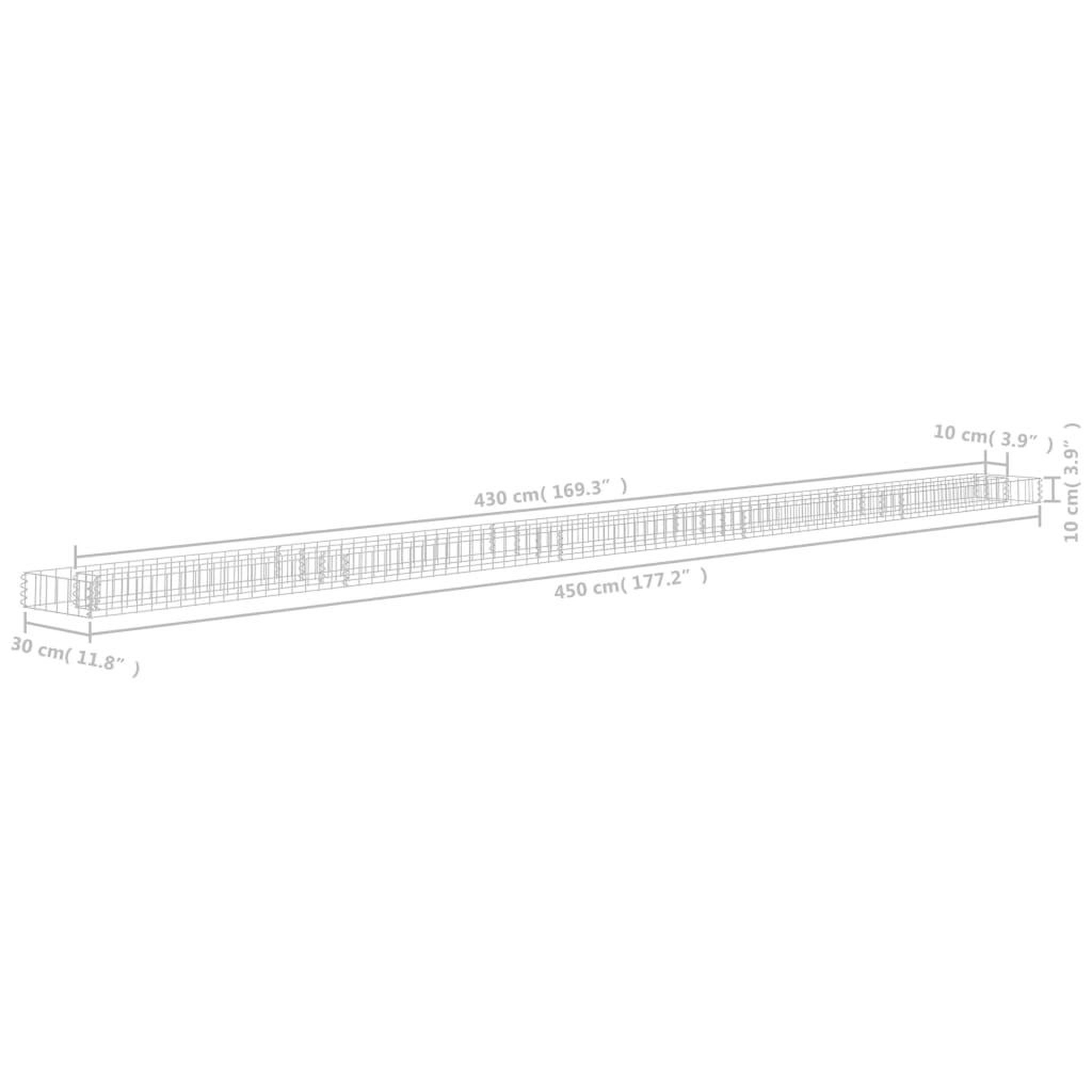 Voir la diapositive 6 : VIDAXL Lit sureleve a gabion Acier galvanise 450x30x10 cm