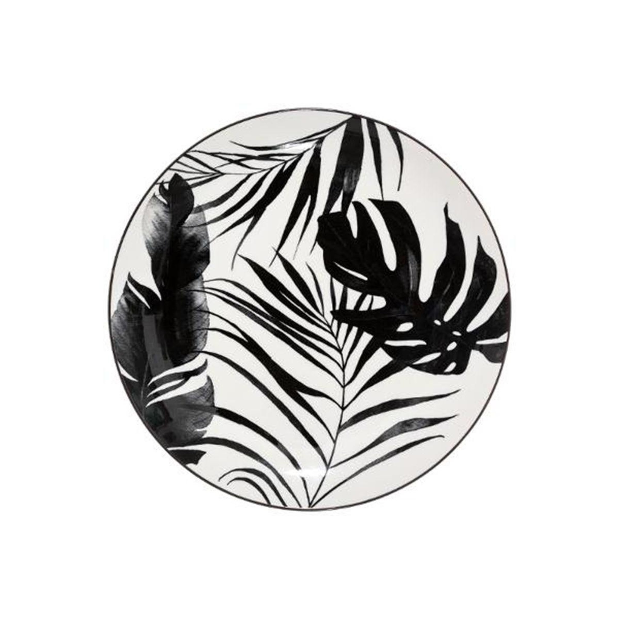 SECRET DE GOURMET Lot de 6 assiettes plates  palme  26cm noir