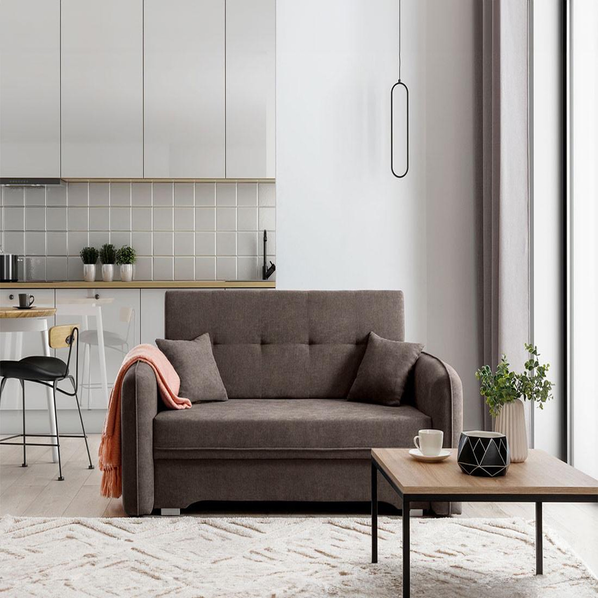 Voir la diapositive 3 : BEST MOBILIER Michelle - canapé droit 3 places convertible avec coffre en velours