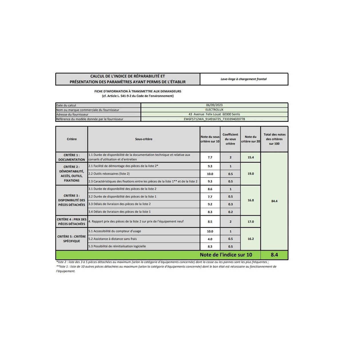 ELECTROLUX Lave-linge frontal 9kg 1400 tours/min - EW6F5712WA