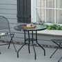 Voir la diapositive 4 : OUTSUNNY Table de jardin ronde dia. 80 x 72H cm - espace central parasol - métal noir plateau verre trempé texturé