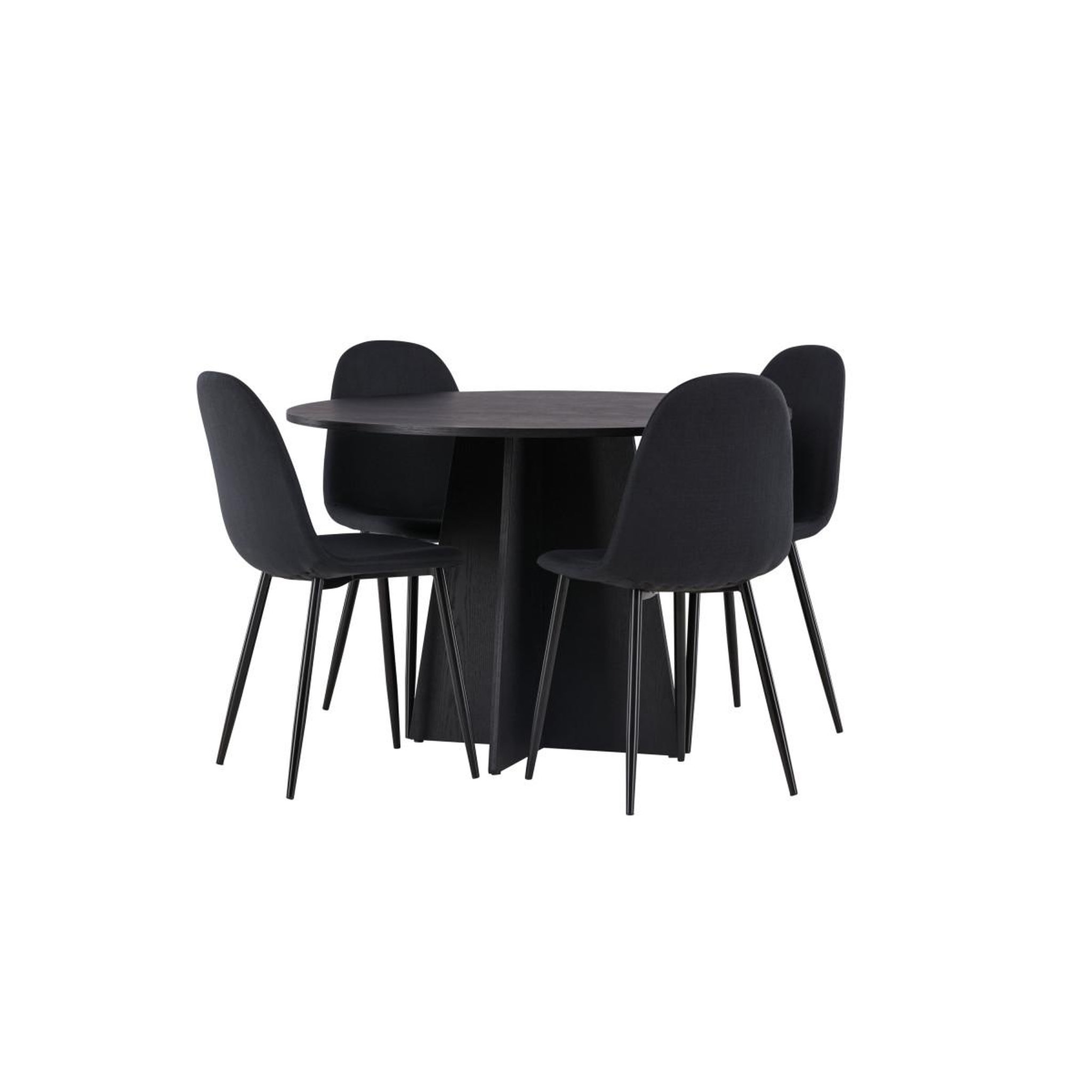 Voir la diapositive 3 : Paris Prix Ensemble table à manger & 4 chaises  bootcut & polar  110cm noir