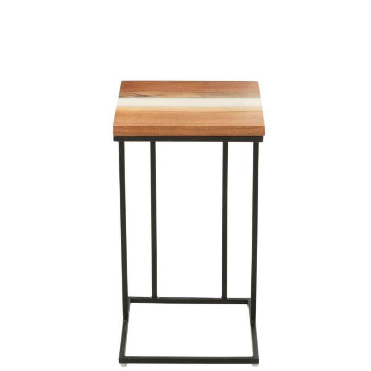 Paris Prix Table d'Appoint Carrée en Bois  Douglas  55cm Naturel & Blanc