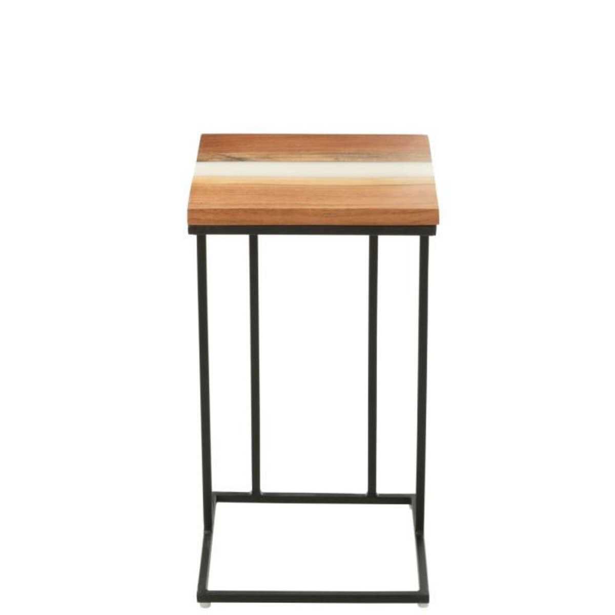 Paris Prix Table d'Appoint Carrée en Bois  Douglas  55cm Naturel & Blanc