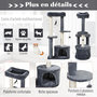 Voir la diapositive 4 : PAWHUT Arbre à chats avec griffoirs grattoirs sisal naturel centre d'activités niche plateformes 2 jouets suspendus gris