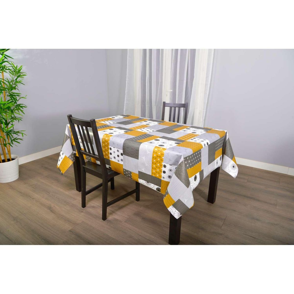 HABITABLE Nappe en toile cirée rectangulaire Vyle - 140 x 200 cm - Gris