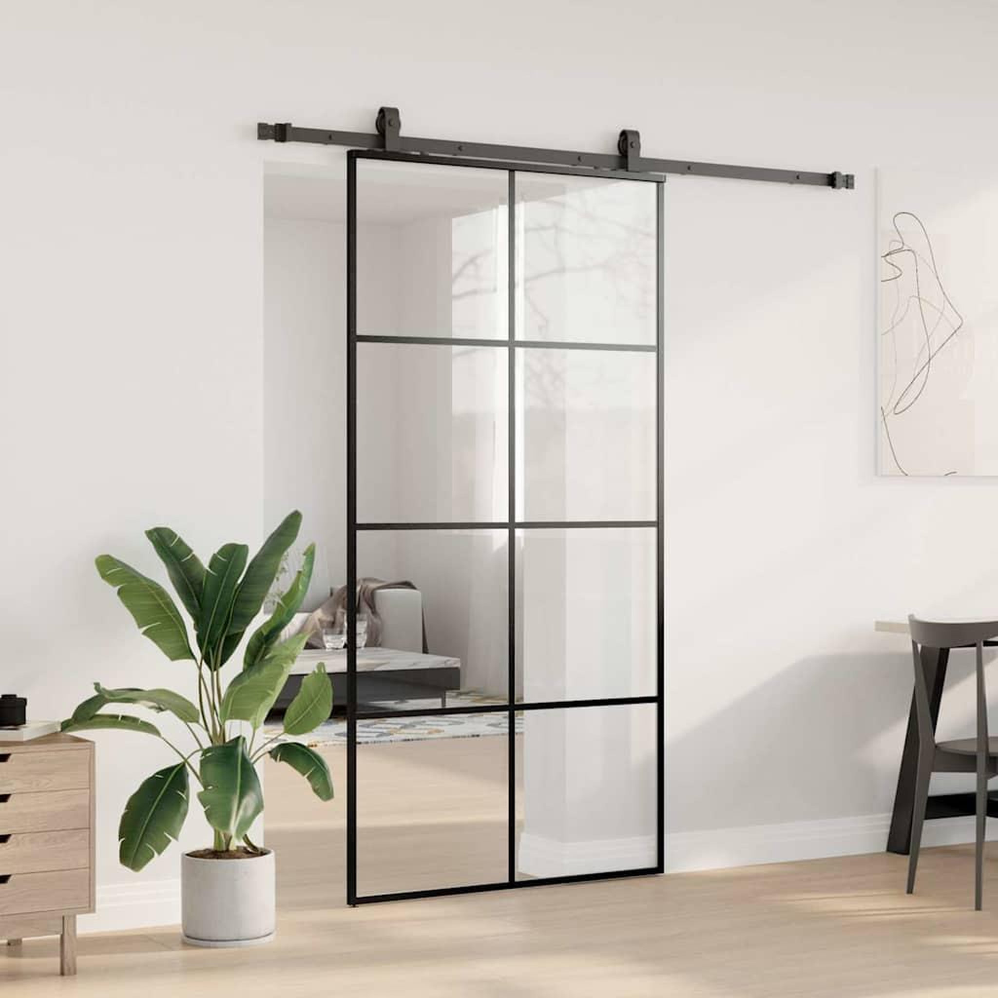 Voir la diapositive 3 : VIDAXL Porte coulissante kit de quincaillerie noir 102,5x205 cm