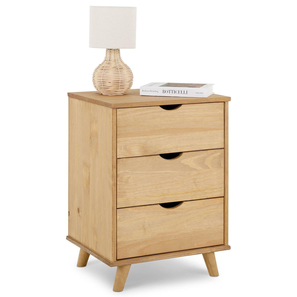 IDIMEX Table de chevet JALISCO H 63 cm avec 3 tiroirs en bois massif