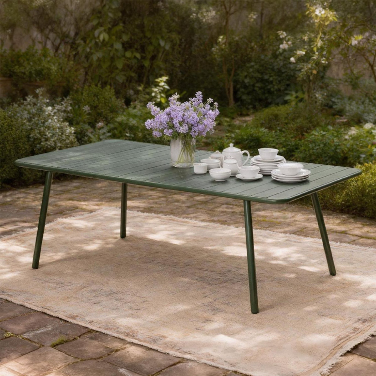CONCEPT USINE Table de jardin 8-10 places 200cm verte BERGAME